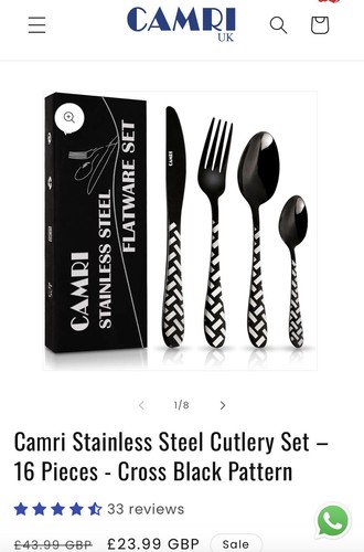 Camri stainless steel cutlery - stainless,