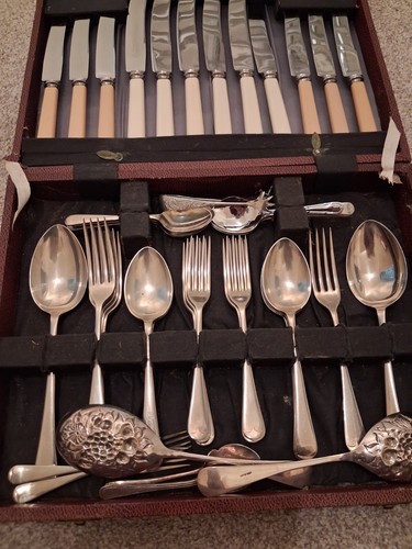 Silver plated 24pc cutlery set - silver,