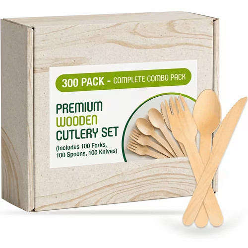 300pc wooden cutlery - cutlery, set