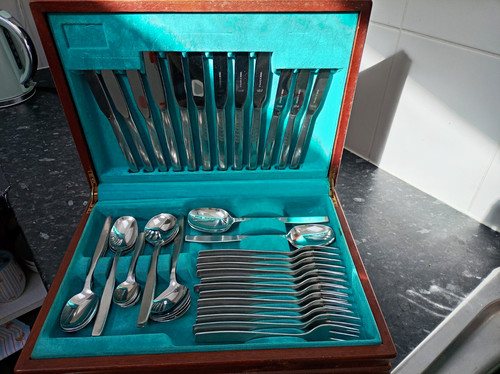 44pc silver metal cutlery - metal, set
