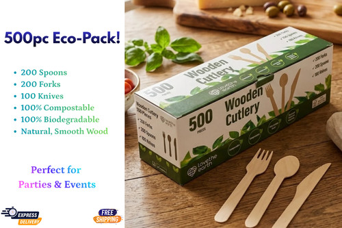 500pc wooden cutlery - wooden, spoon