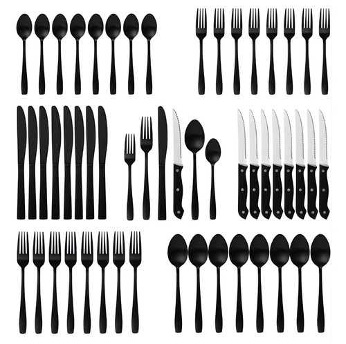 48pc black silverware set - 48pc,